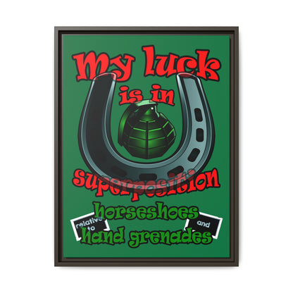 my luck - framed canvas art (dark green)