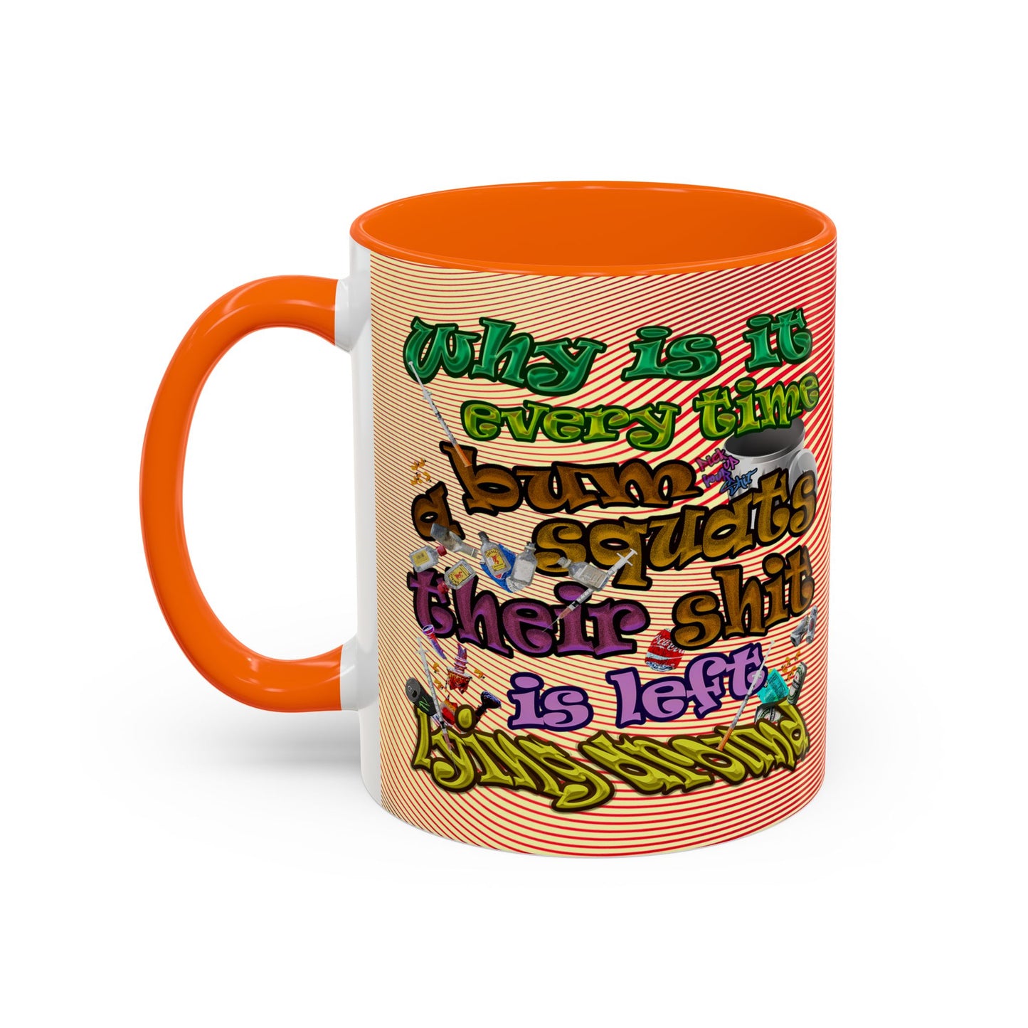 the bum's shit - Accent Mug (yellow-orange wave)