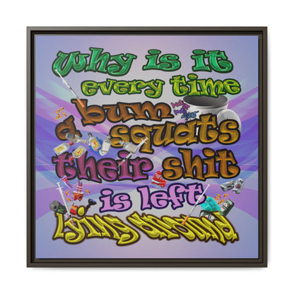 the bum's shit - framed canvas art (light blue-pink wave)
