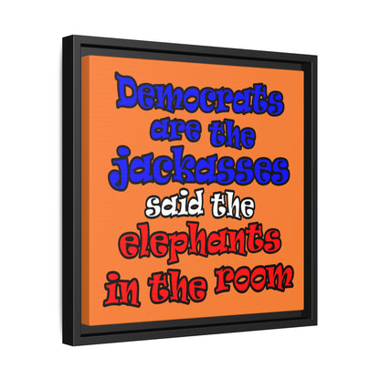 donkeys and elephants - framed canvas art (crusta)