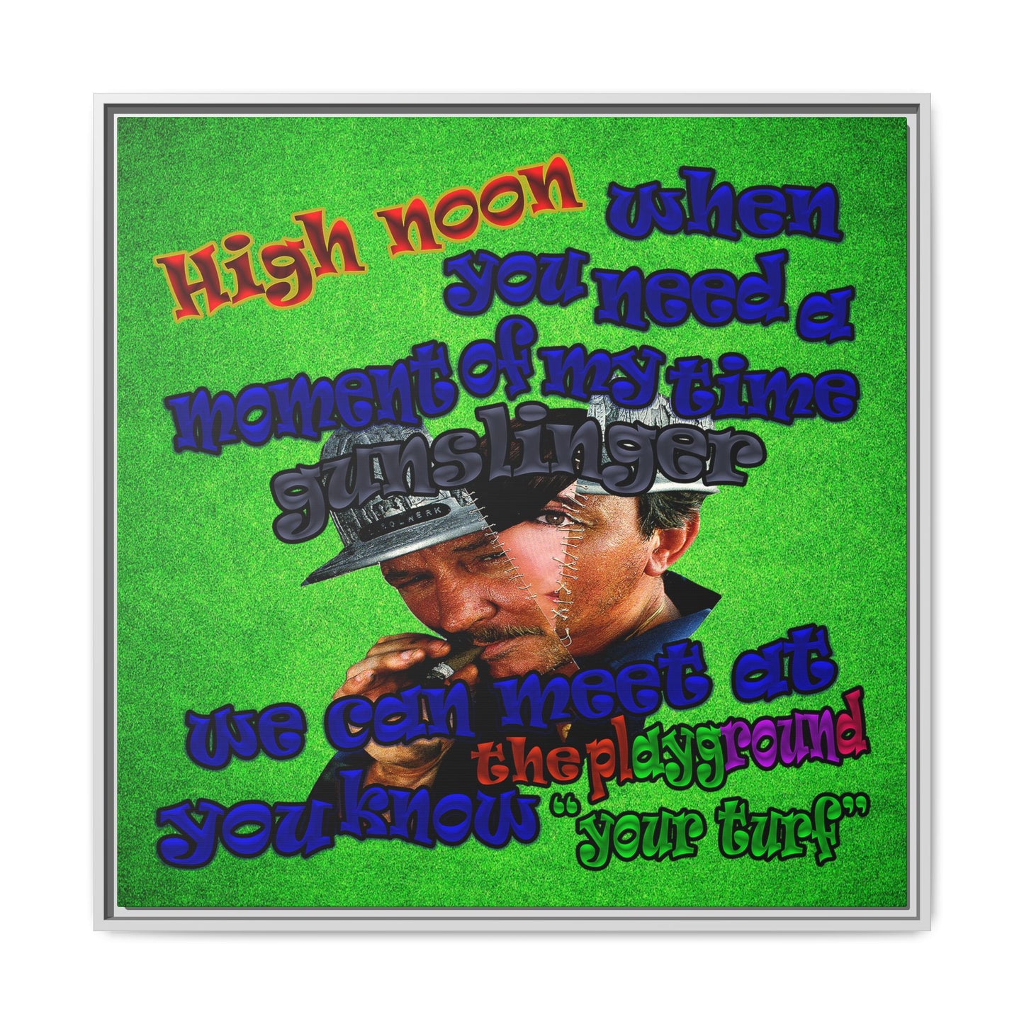 high noon - framed canvas art (green turf)