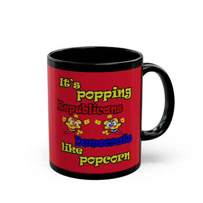 popping like popcorn - Black Mug (dark red)