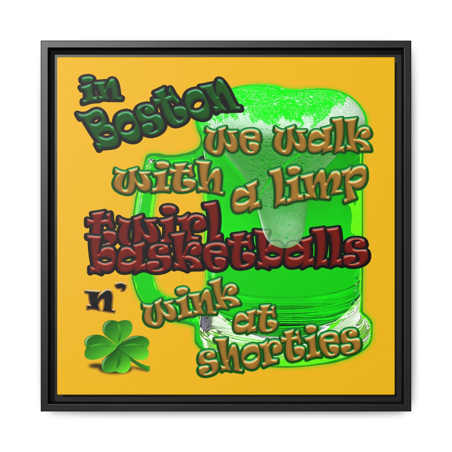 celtics logo - framed canvas art (yellow)