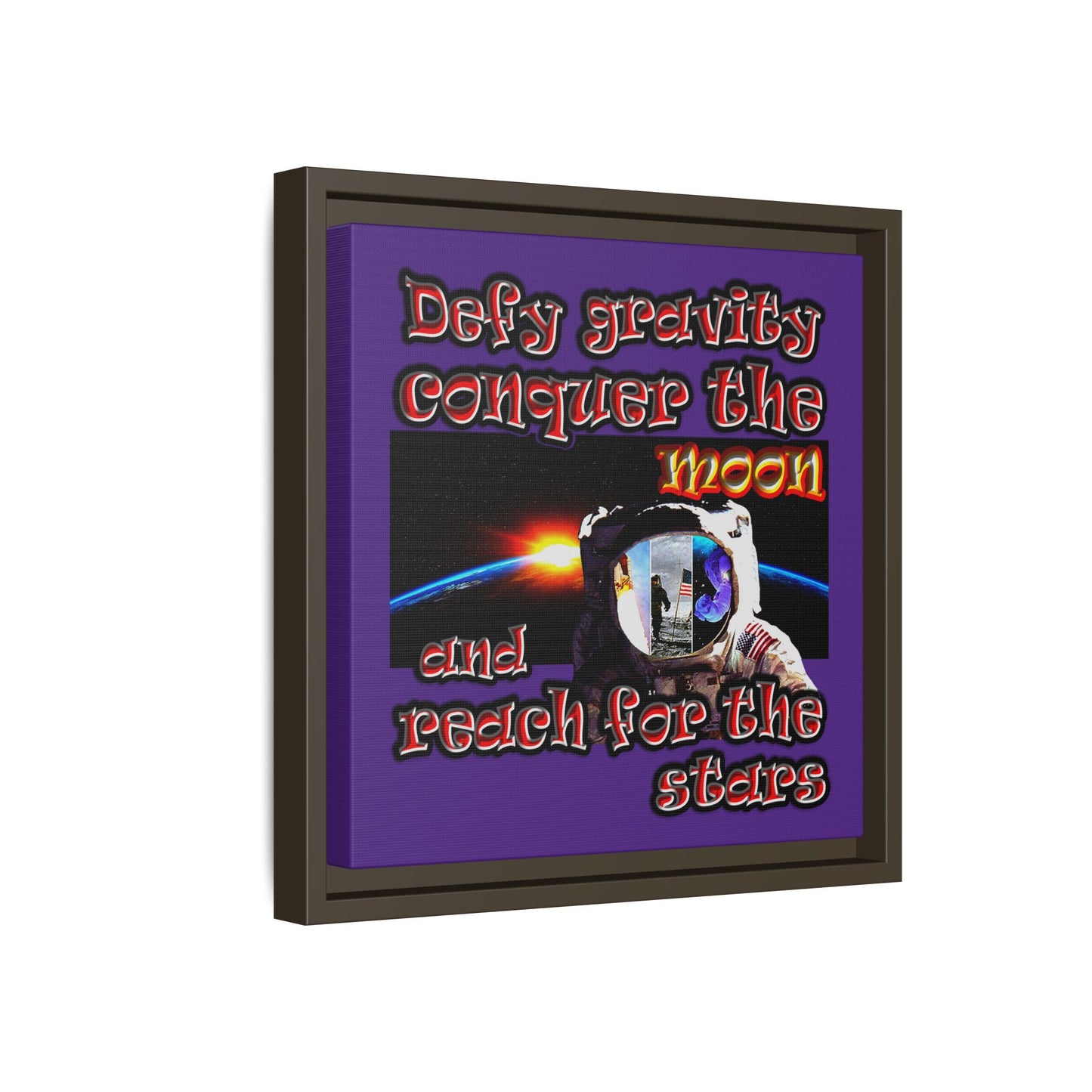 defy conquer reach - framed canvas art (purple)