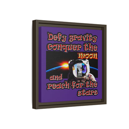 defy conquer reach - framed canvas art (purple)
