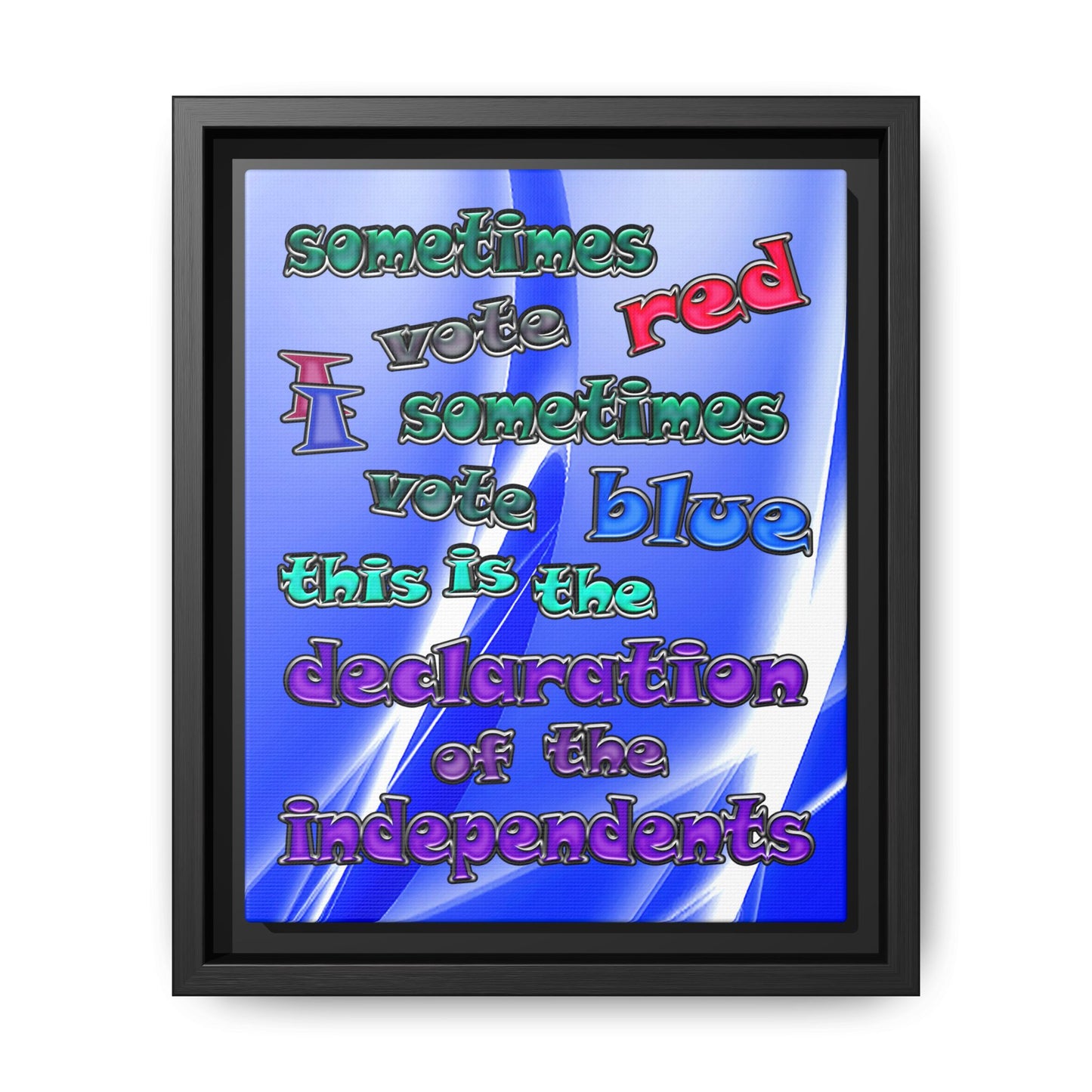 declaration of the independents - framed canvas art (blue-white wave)