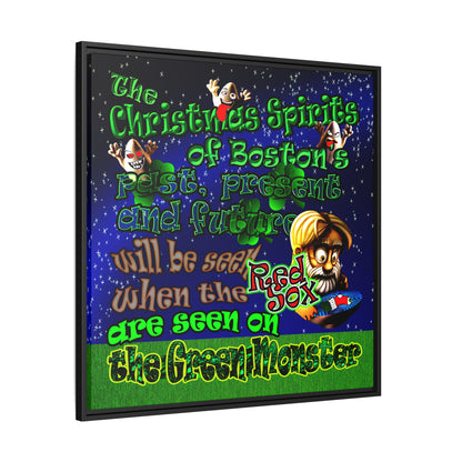 christmas spirits of boston - framed canvas art ('snoops' background)