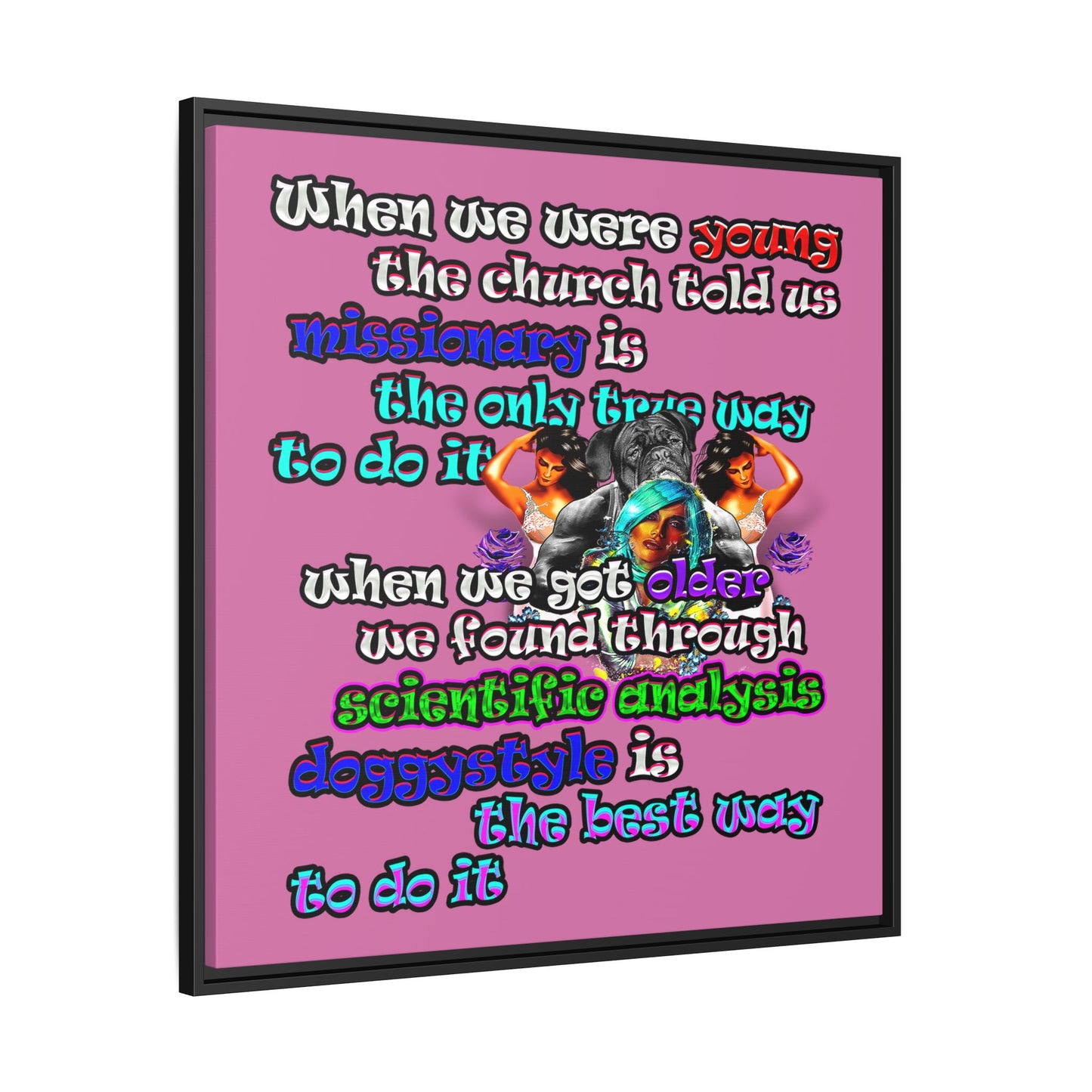 doggystyle - framed canvas art (light pink)