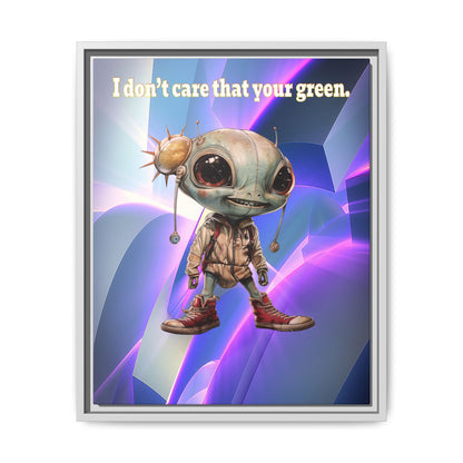I don't care that your green - framed canvas art (grey-pink wave)