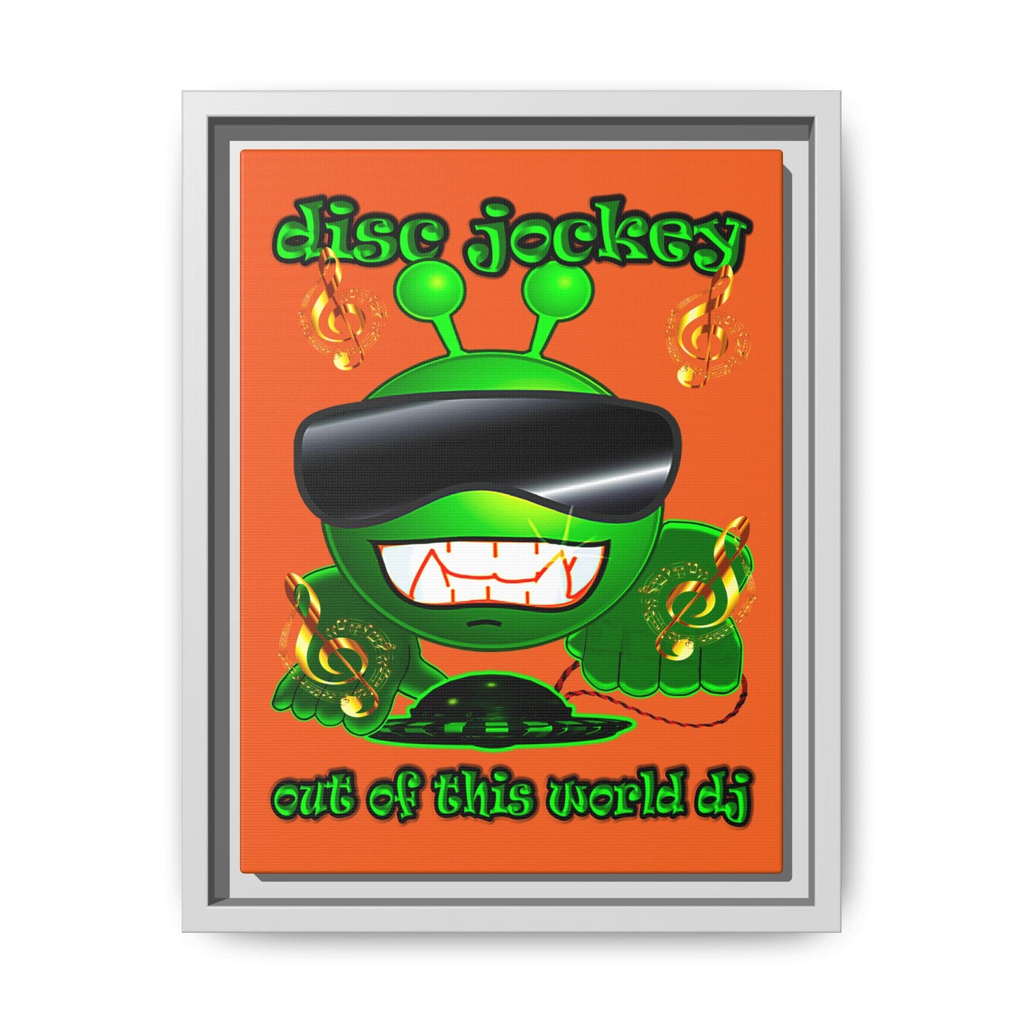 disc jockey - framed canvas art (orange)