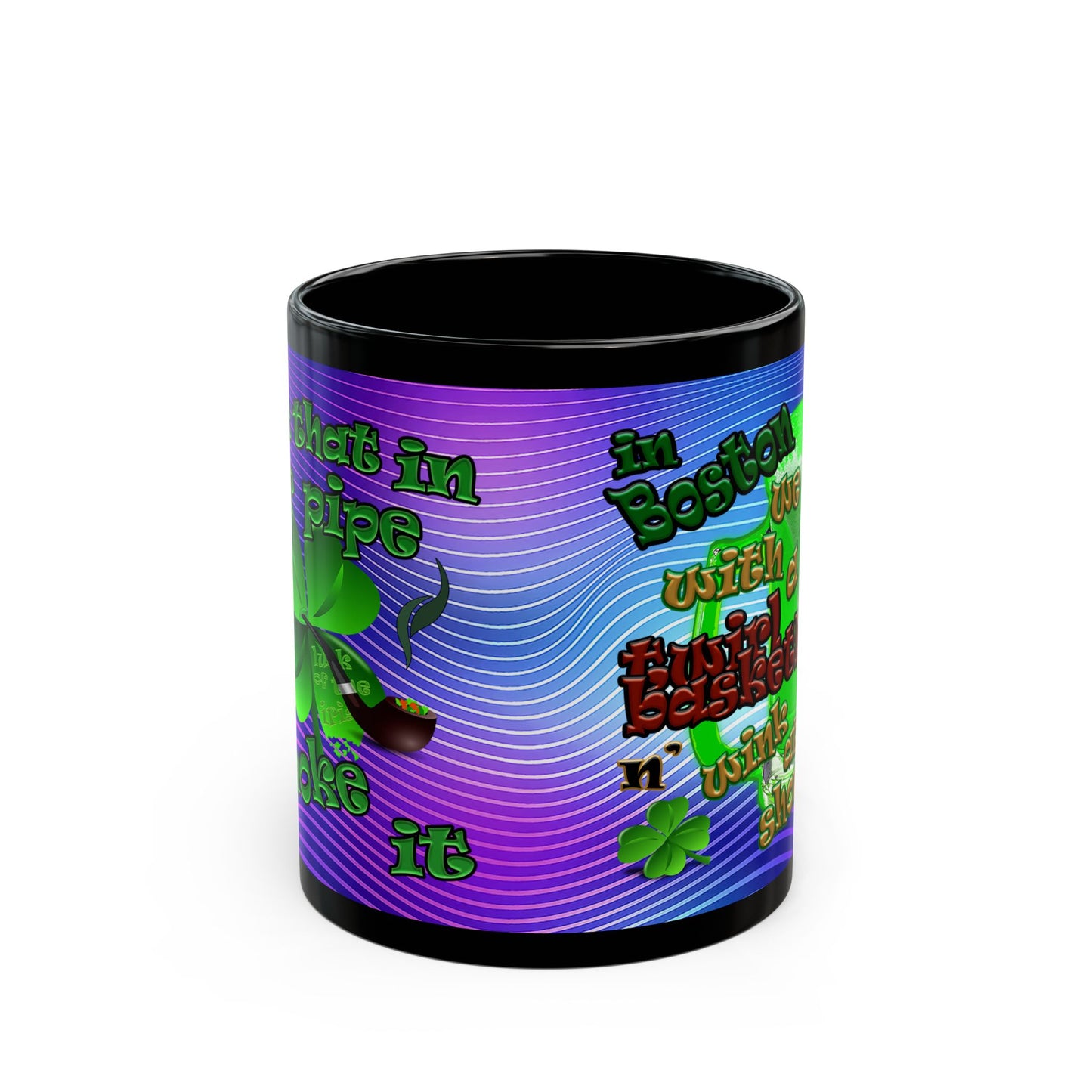 celtics logo - Black Mug (purple wave)