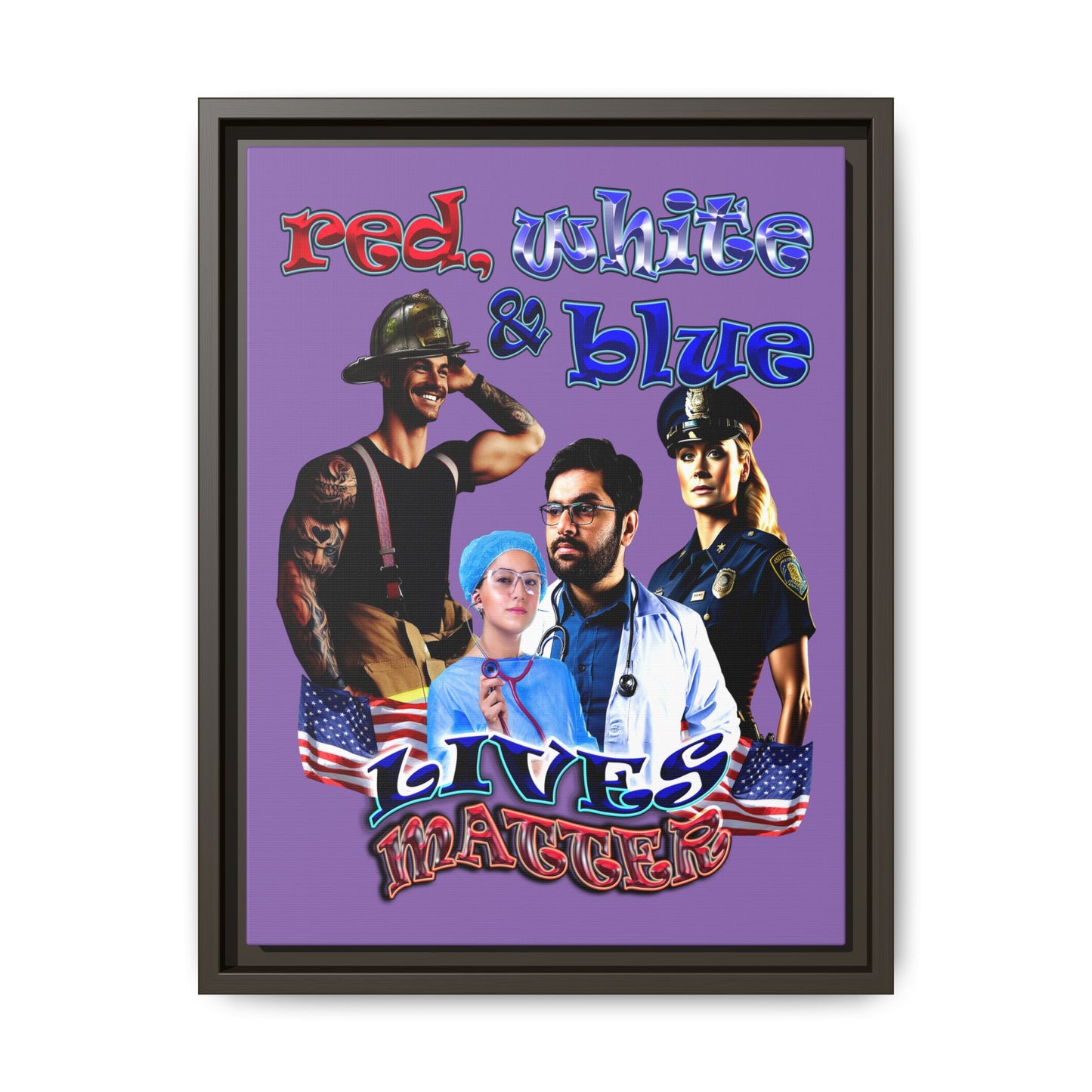 rw&b lives matter - framed canvas art (light purple)
