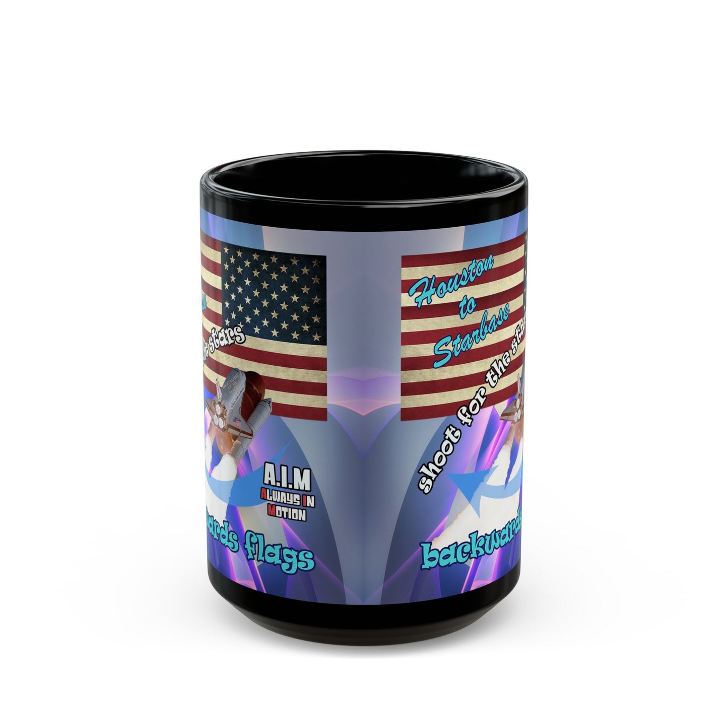 shoot for the stars - Black Mug (grey-pink wave)