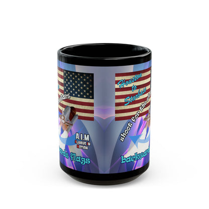 shoot for the stars - Black Mug (grey-pink wave)