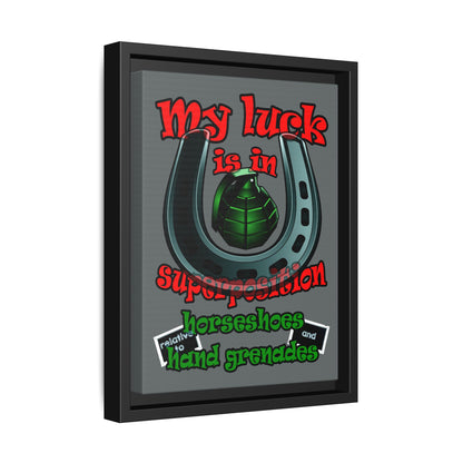 my luck - framed canvas art (dark grey)