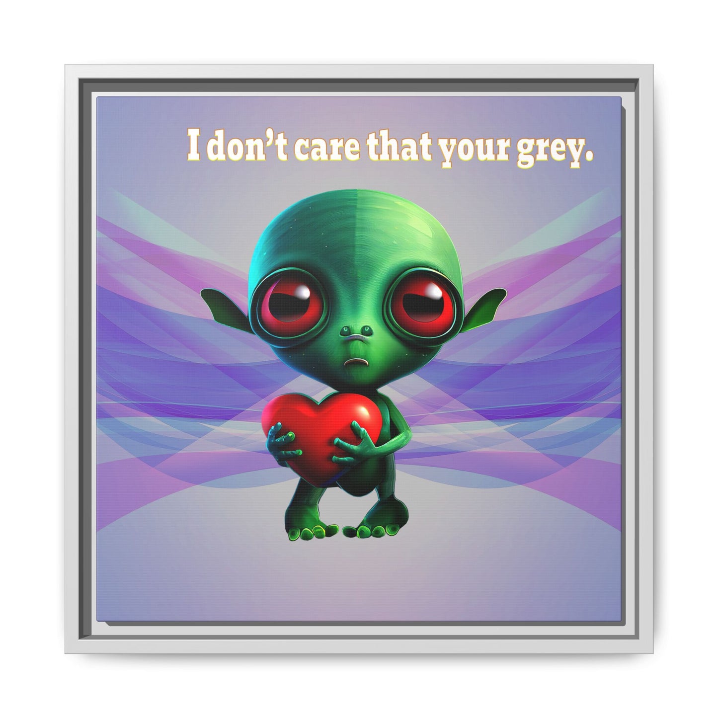 I don't care that your grey - framed canvas art (light blue-pink wave)