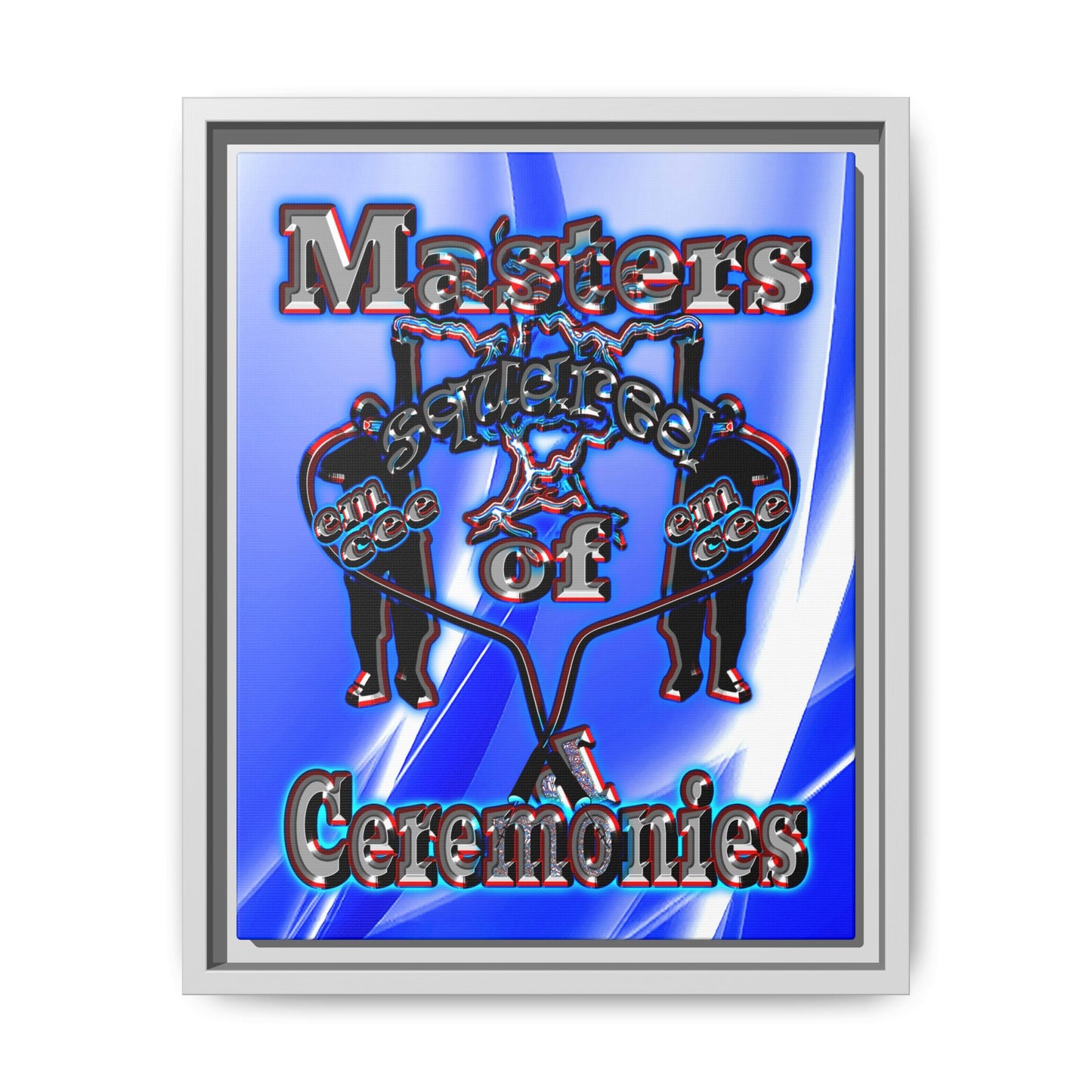 em cee squared - framed canvas art (blue-white wave)