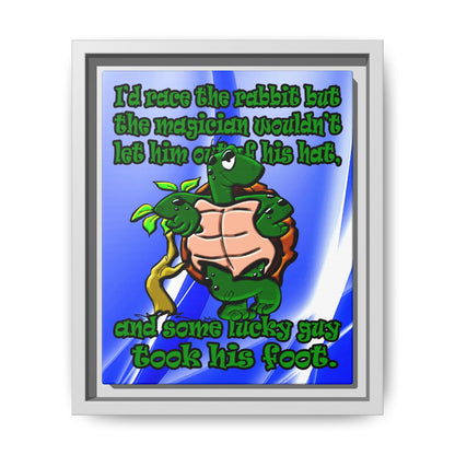 turtle race - framed canvas art (blue-white wave)