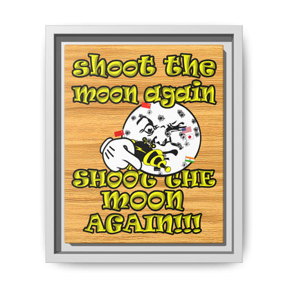 shoot the moon again - framed canvas art (butterscotch wood finish)