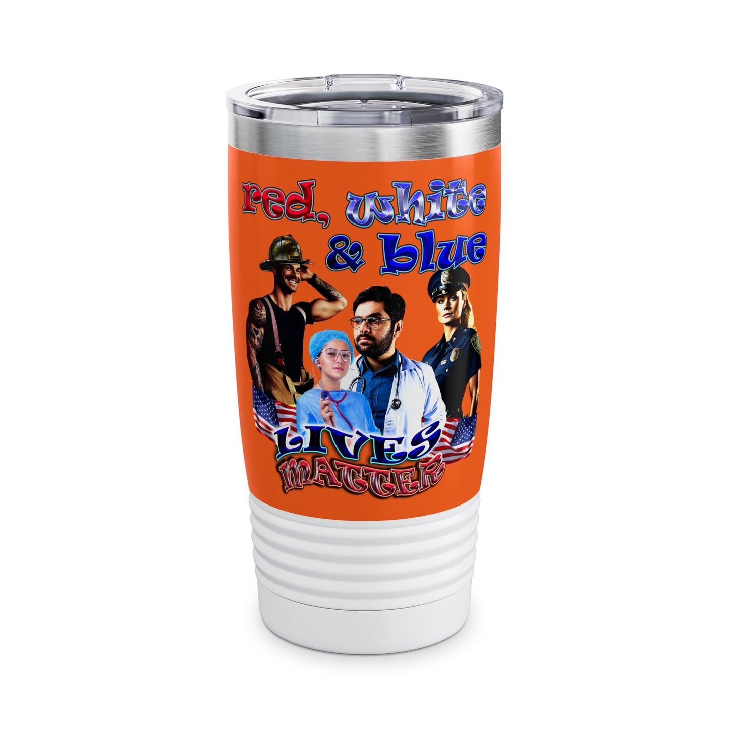 rw&b lives matter - Ringneck Tumbler, 20oz (orange)