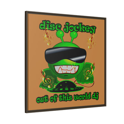 disc jockey - framed canvas art (light brown)
