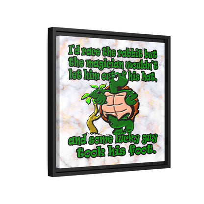 turtle race - framed canvas art (white marble)