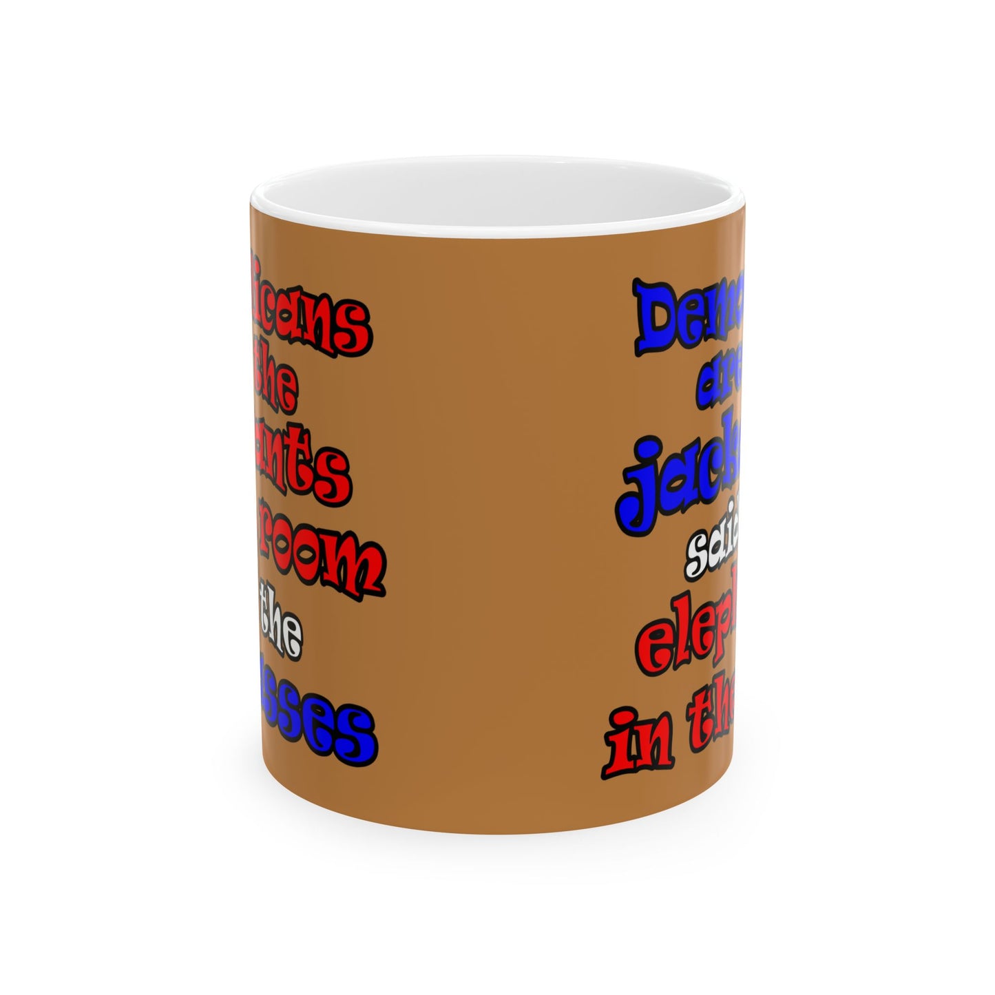 donkeys and elephants - White Mug (light brown)