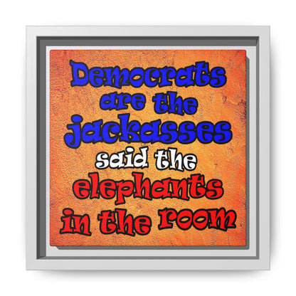 donkeys and elephants - framed canvas art (burnt orange)
