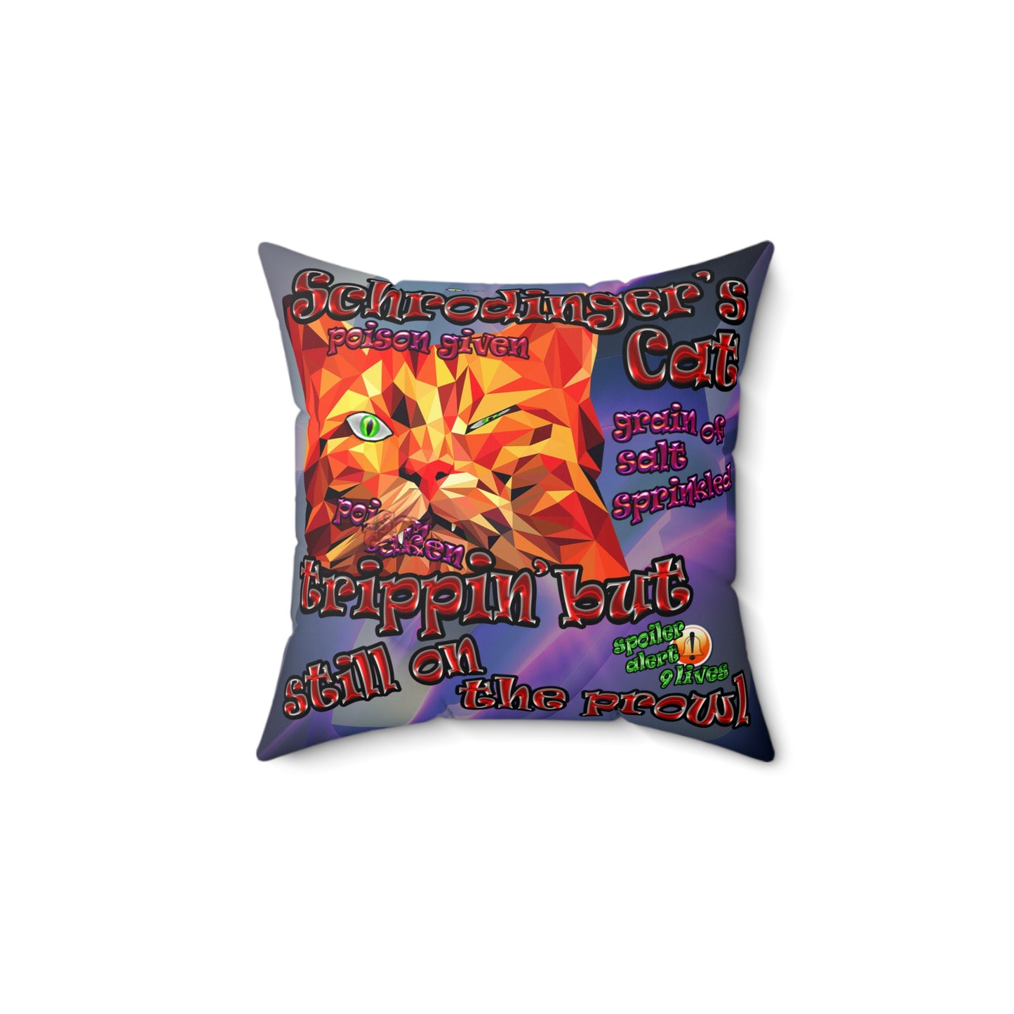 schrodinger's cat - Spun Polyester Square Pillow - (grey-pink wave)