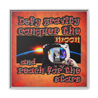 defy conquer reach - framed canvas art (burnt orange)