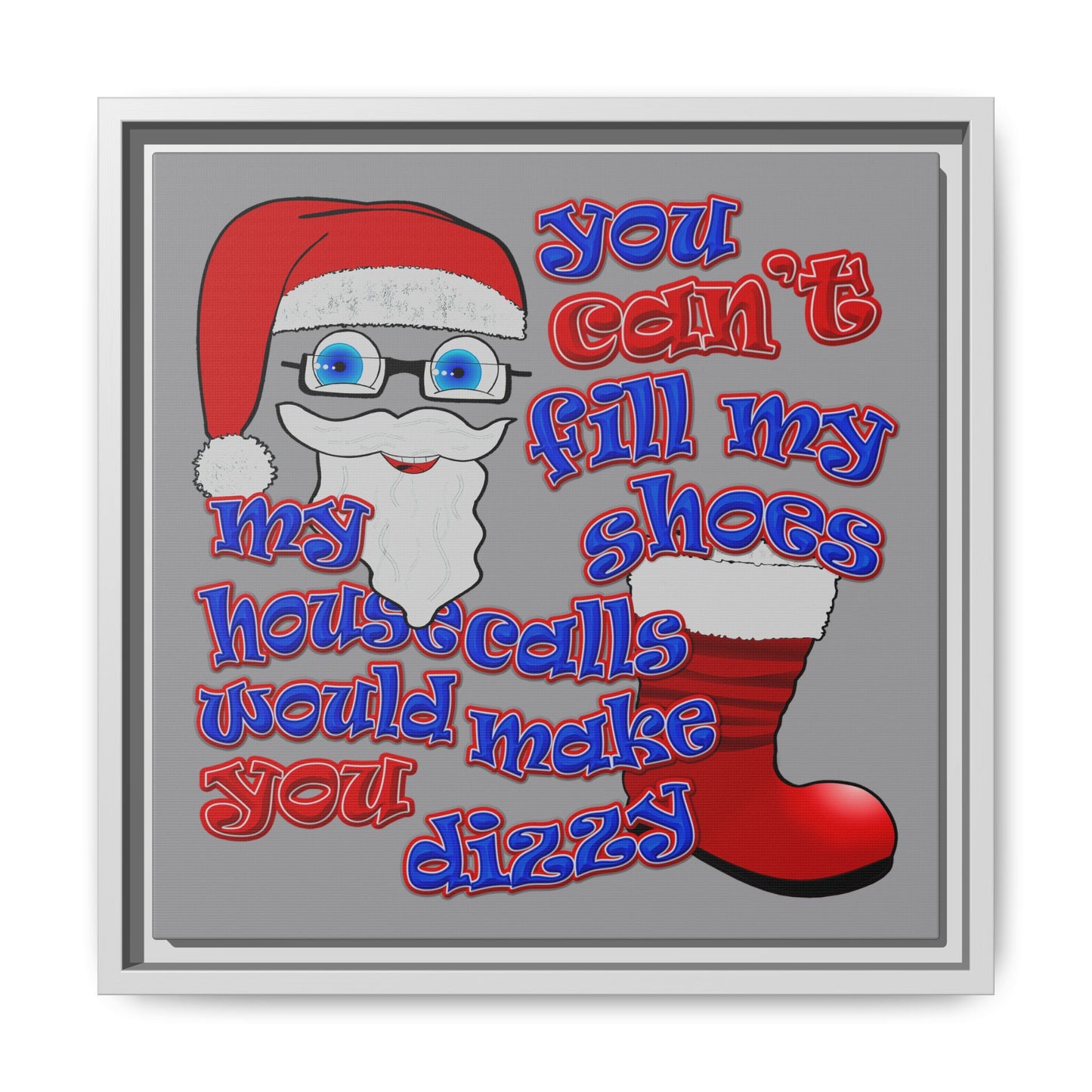 santa's shoes - framed canvas art (grey)