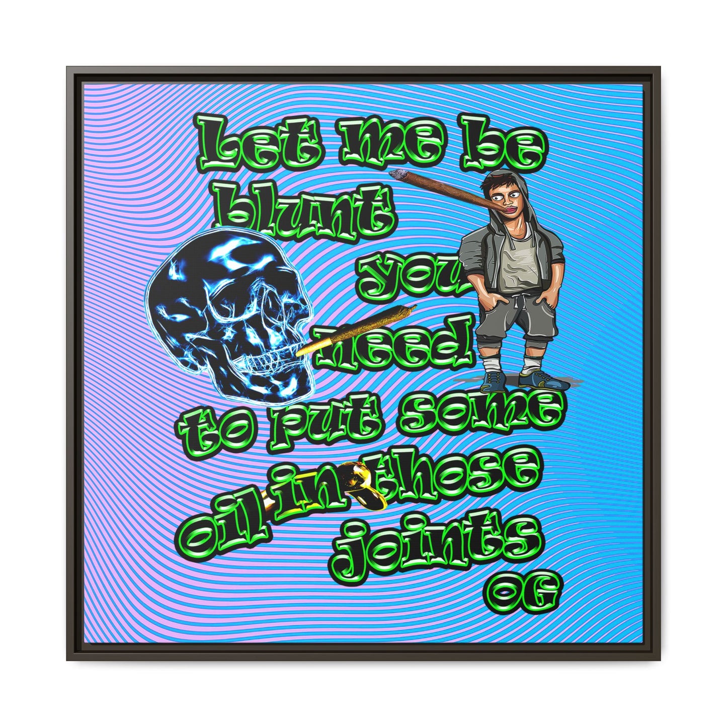 og - framed canvas art (light blue-purple wave)