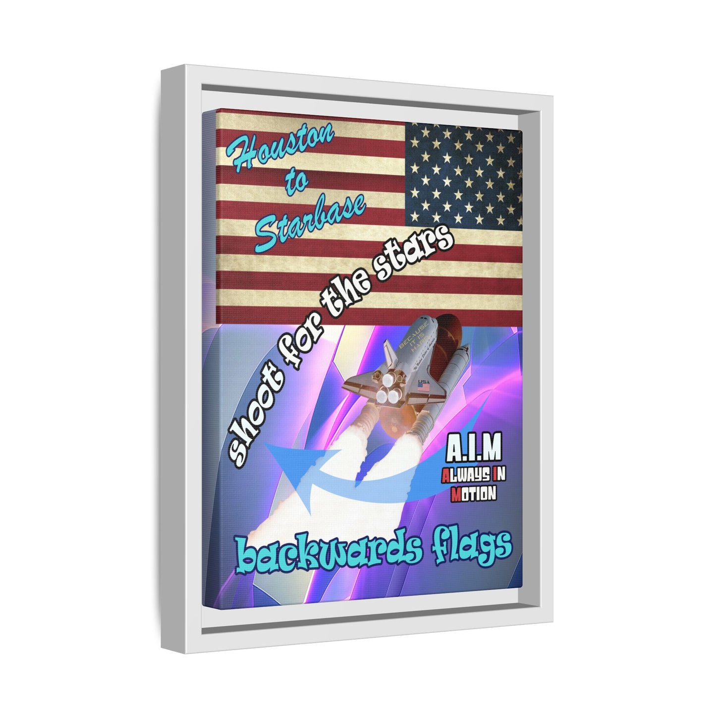 shoot for the stars - framed canvas art (grey-pink wave)