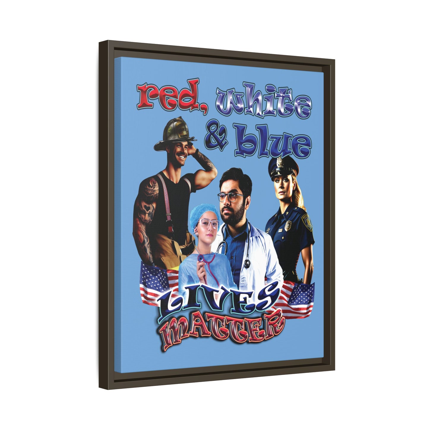 rw&b lives matter - framed canvas art (light blue)