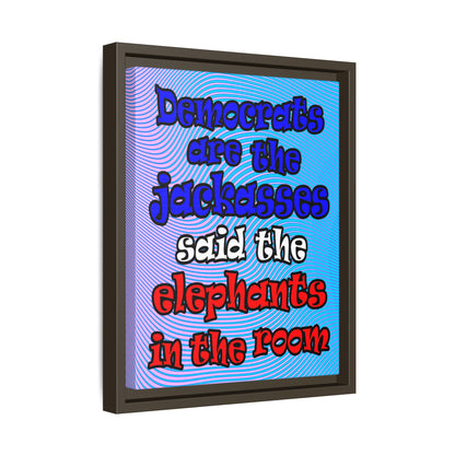 donkeys and elephants - framed canvas art (light blue-purple wave)