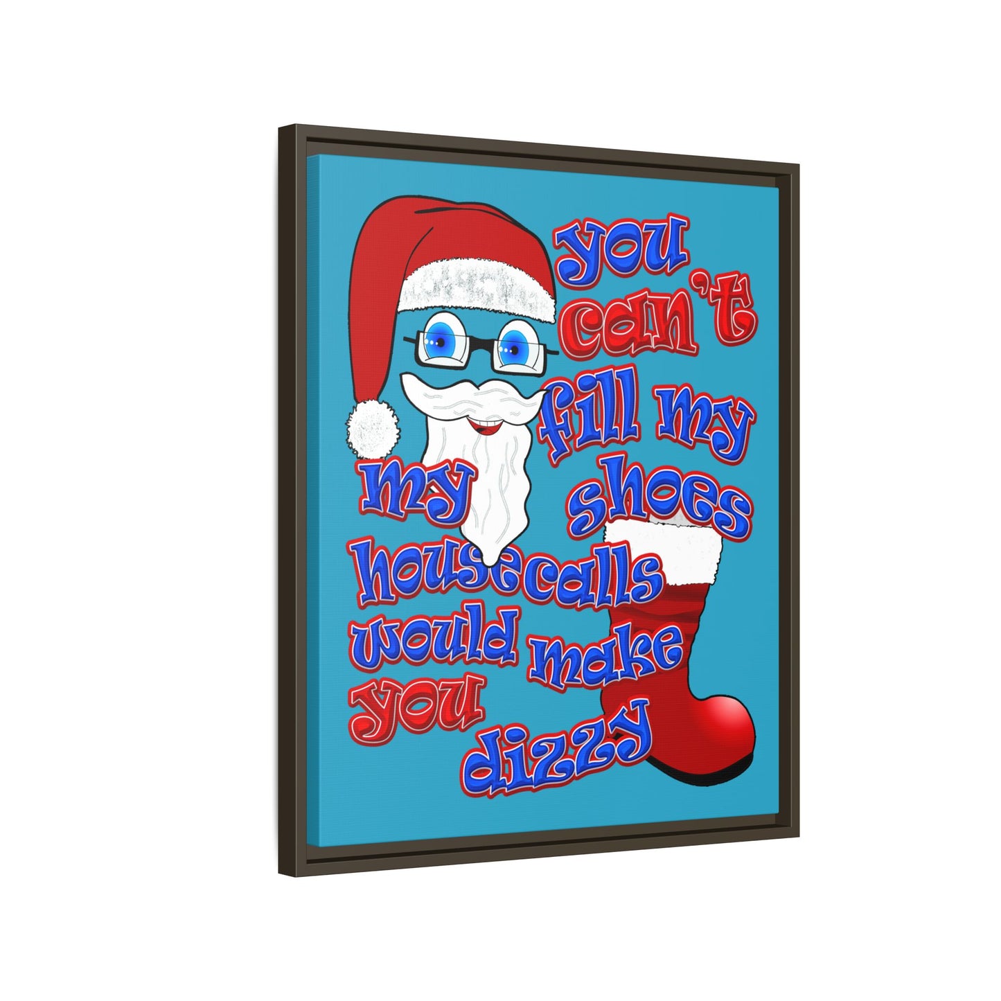 santa's shoes - framed canvas art (turquoise)