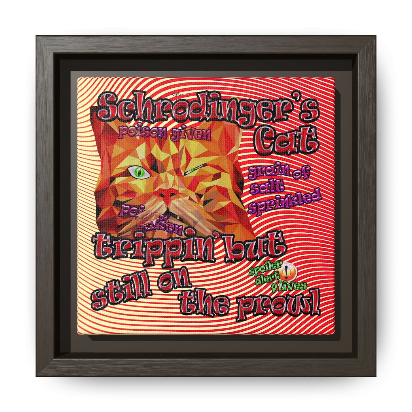 schrodinger's cat - framed canvas art (yellow-orange wave)
