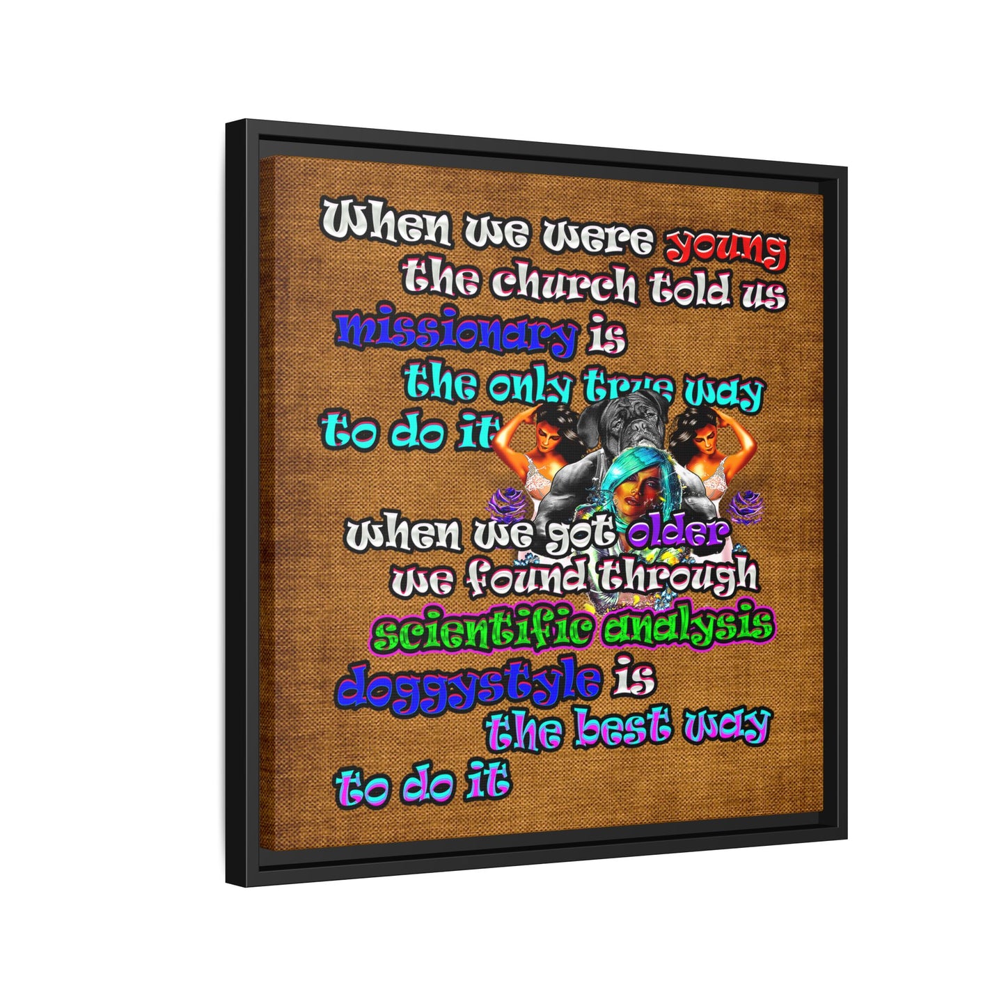 doggystyle - framed canvas art (brown papyrus)