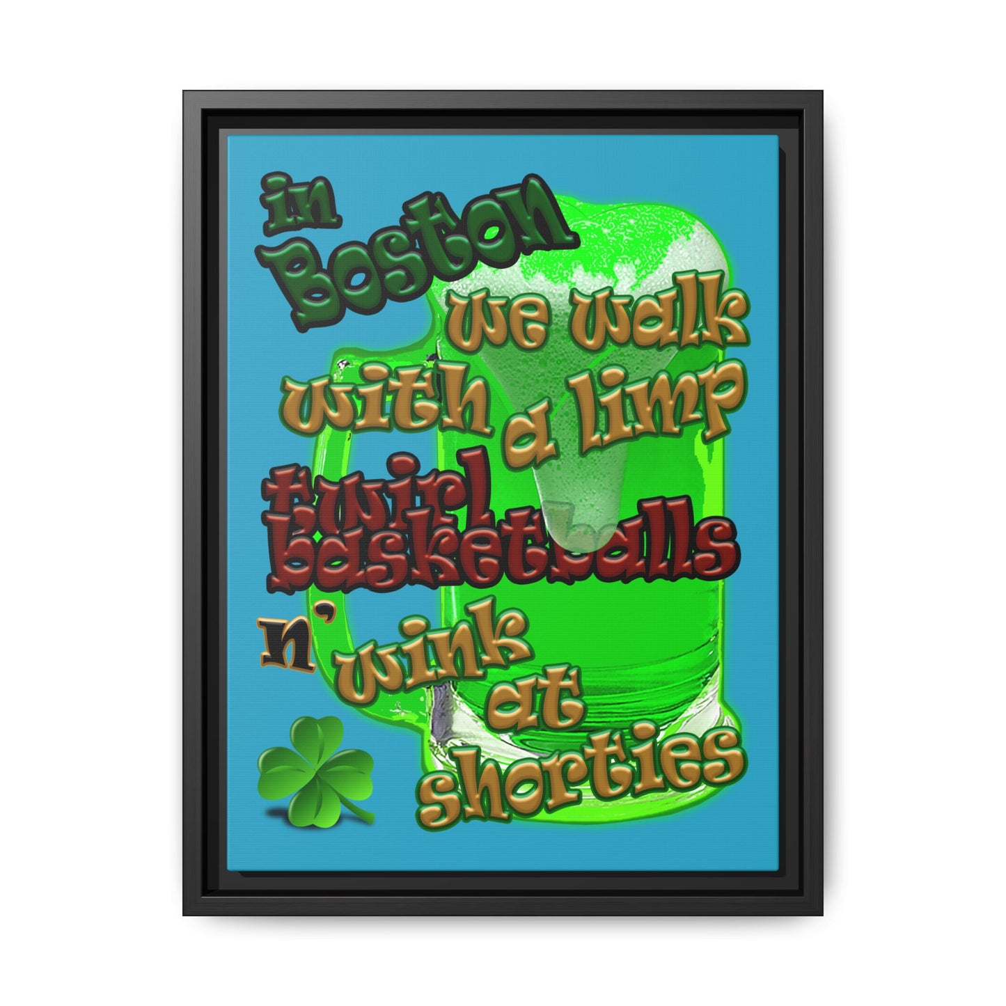 celtics logo - framed canvas art (turquoise)