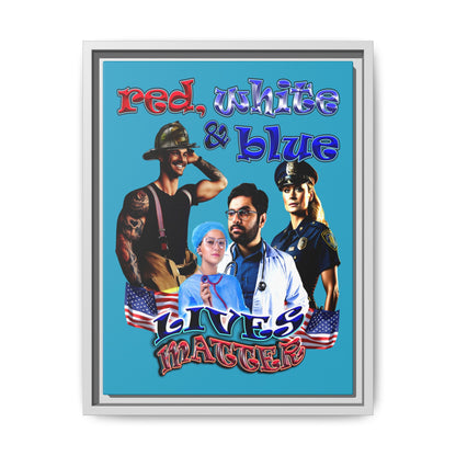 rw&b lives matter - framed canvas art (turquoise)