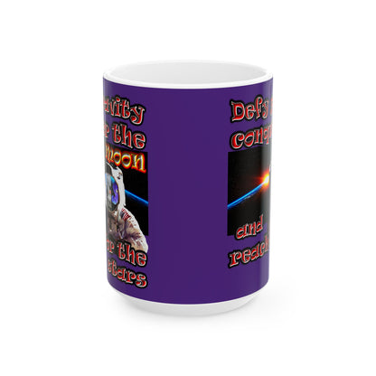 defy conquer reach - White Mug (purple)