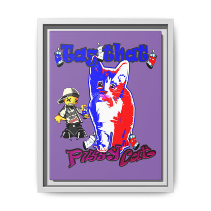 tag that - framed canvas art (light purple)