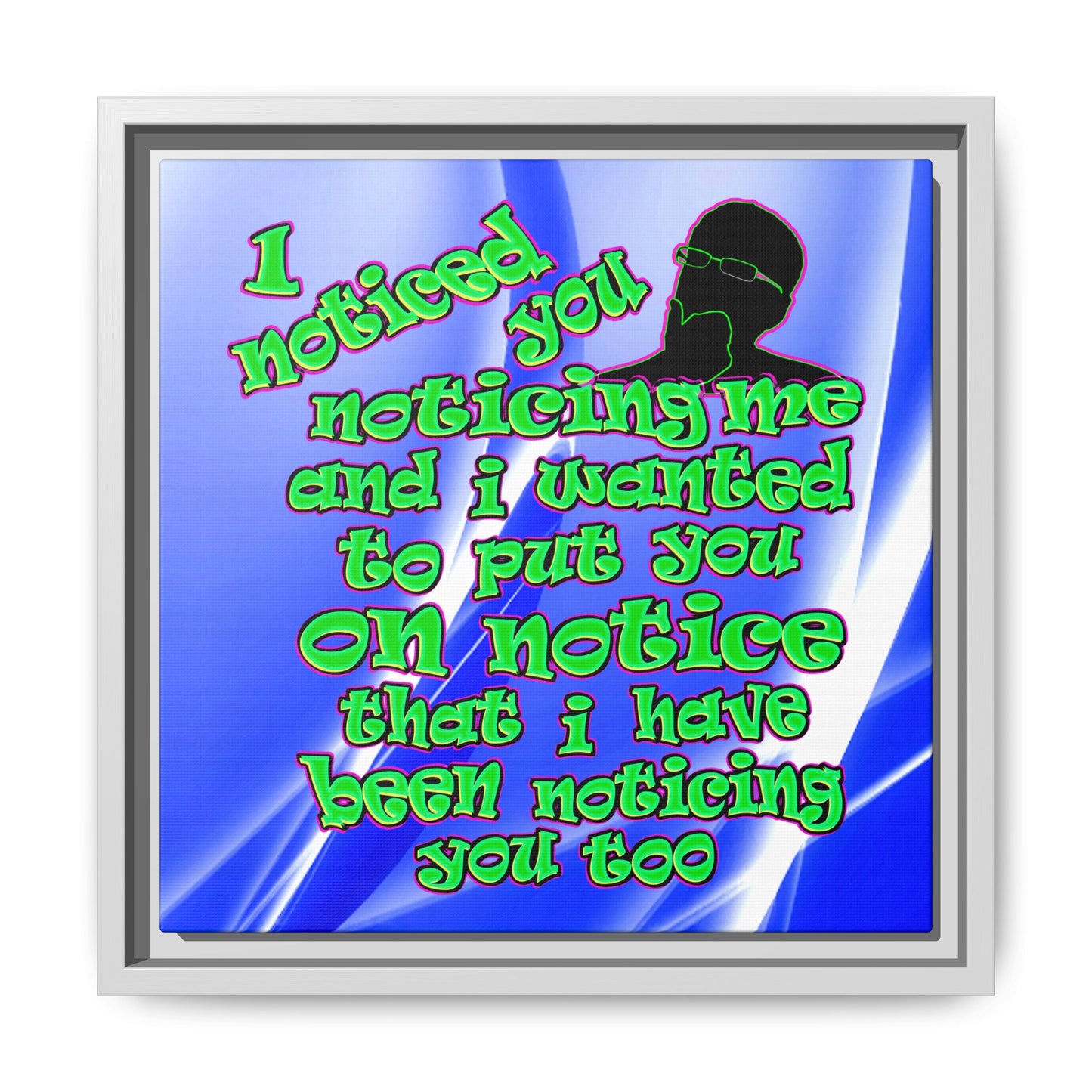 noticed you noticing - framed canvas art (blue-white wave)