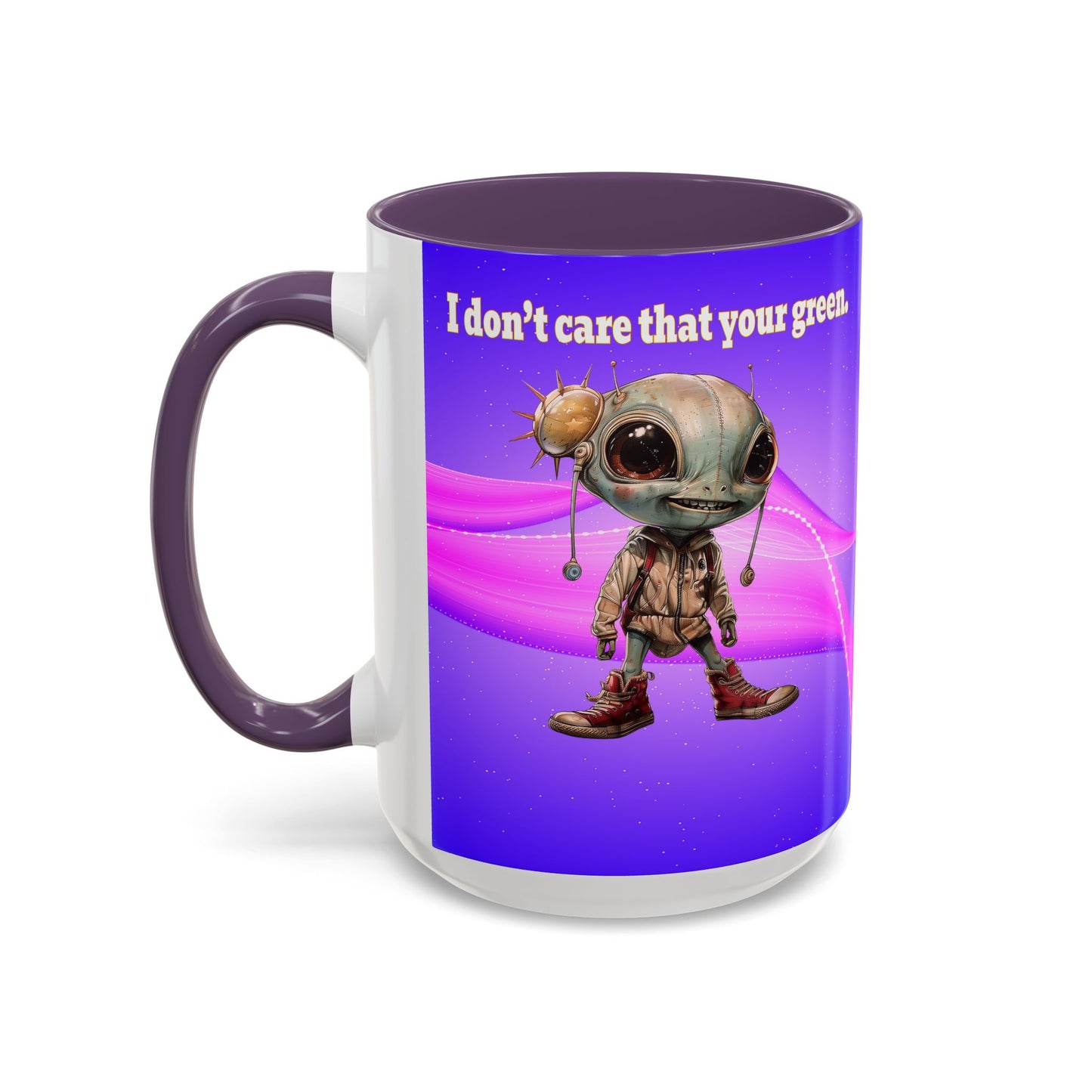 I don't care that your grey - Accent Mug (purple-pink wave)