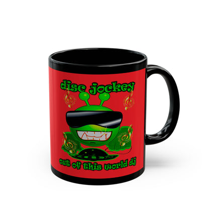disc jockey - Black Mug (red)