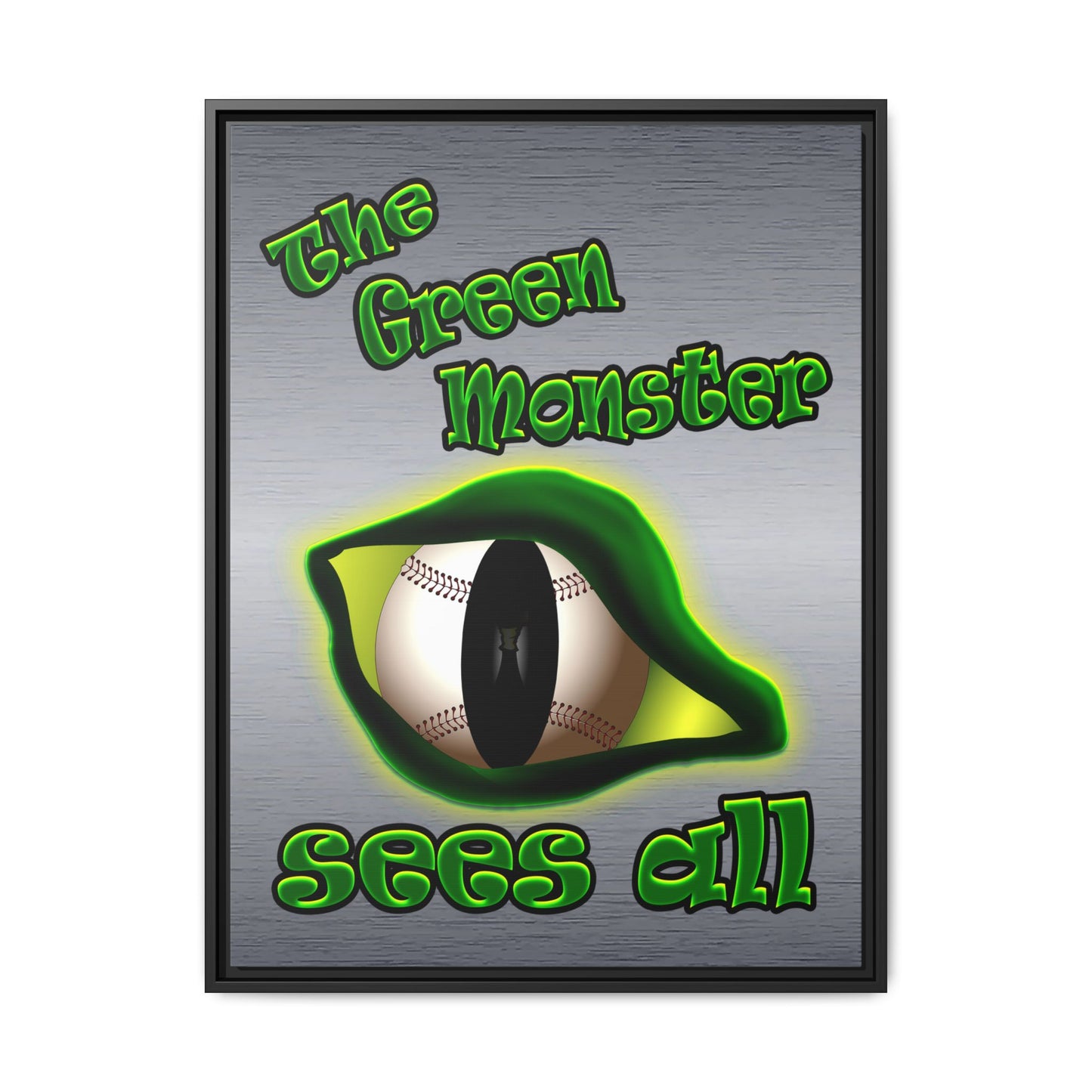 green monster - framed canvas art (brushed nickel)