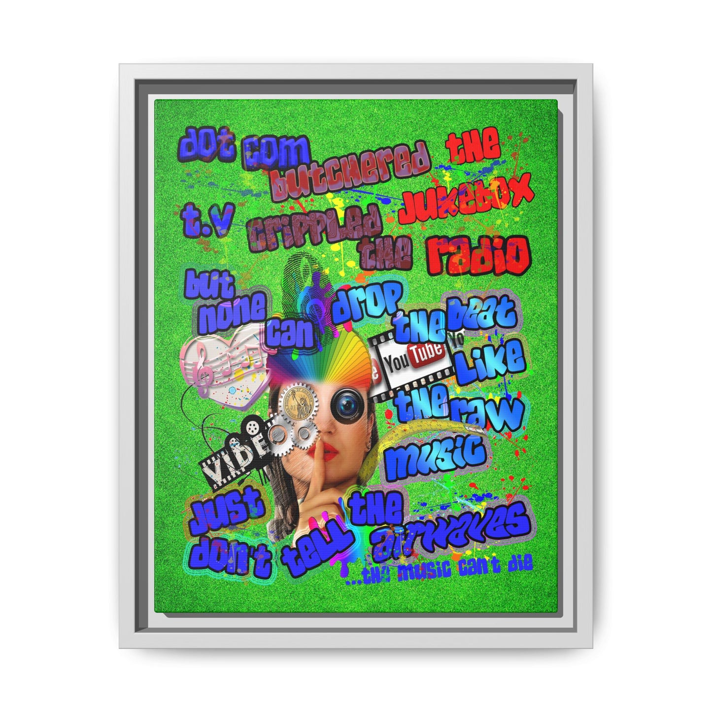 drop the beat - framed canvas art (green turf)