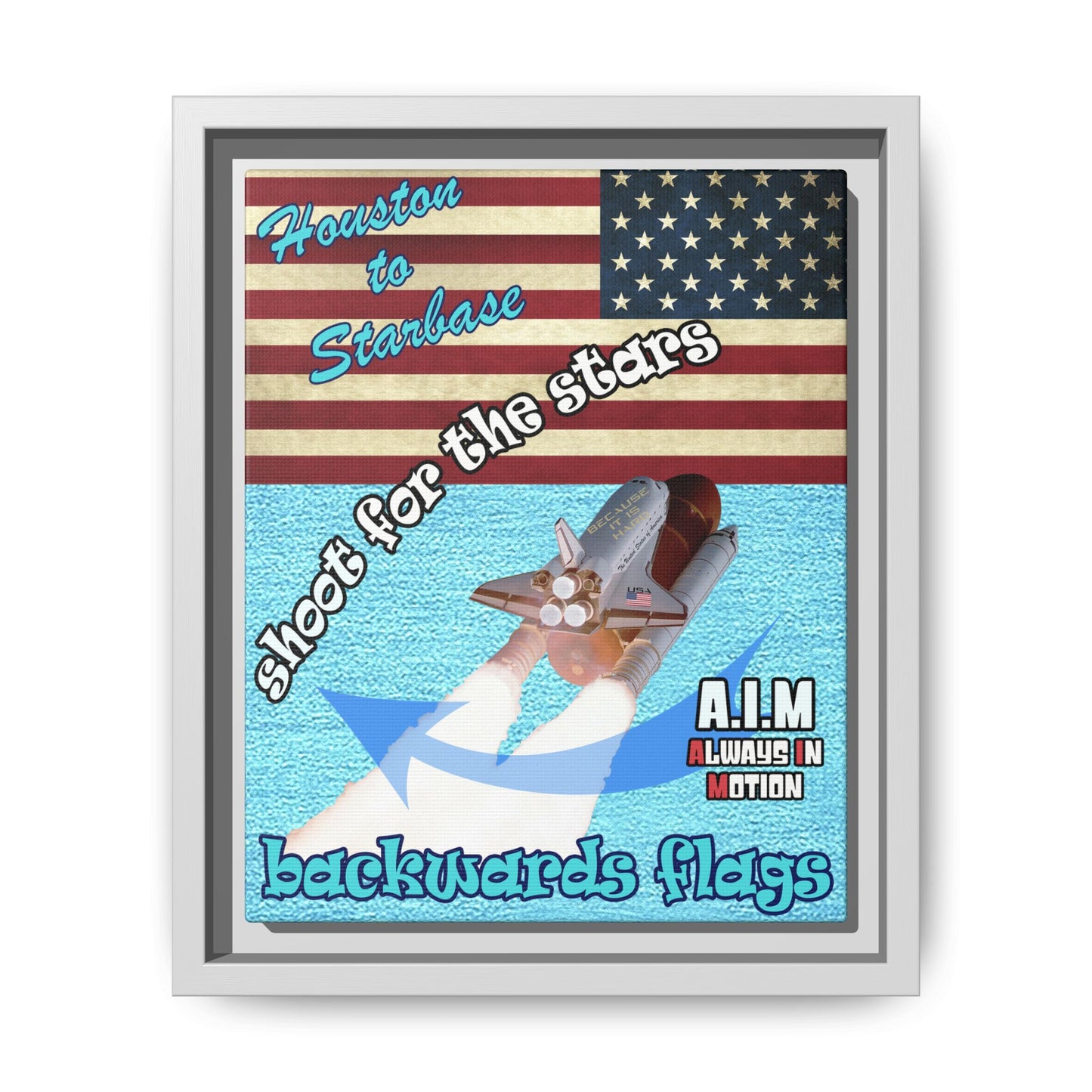 shoot for the stars - framed canvas art (faded blue)