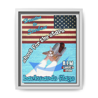 shoot for the stars - framed canvas art (faded blue)