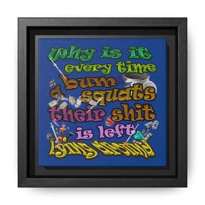 the bum's shit - framed canvas art (dark blue)